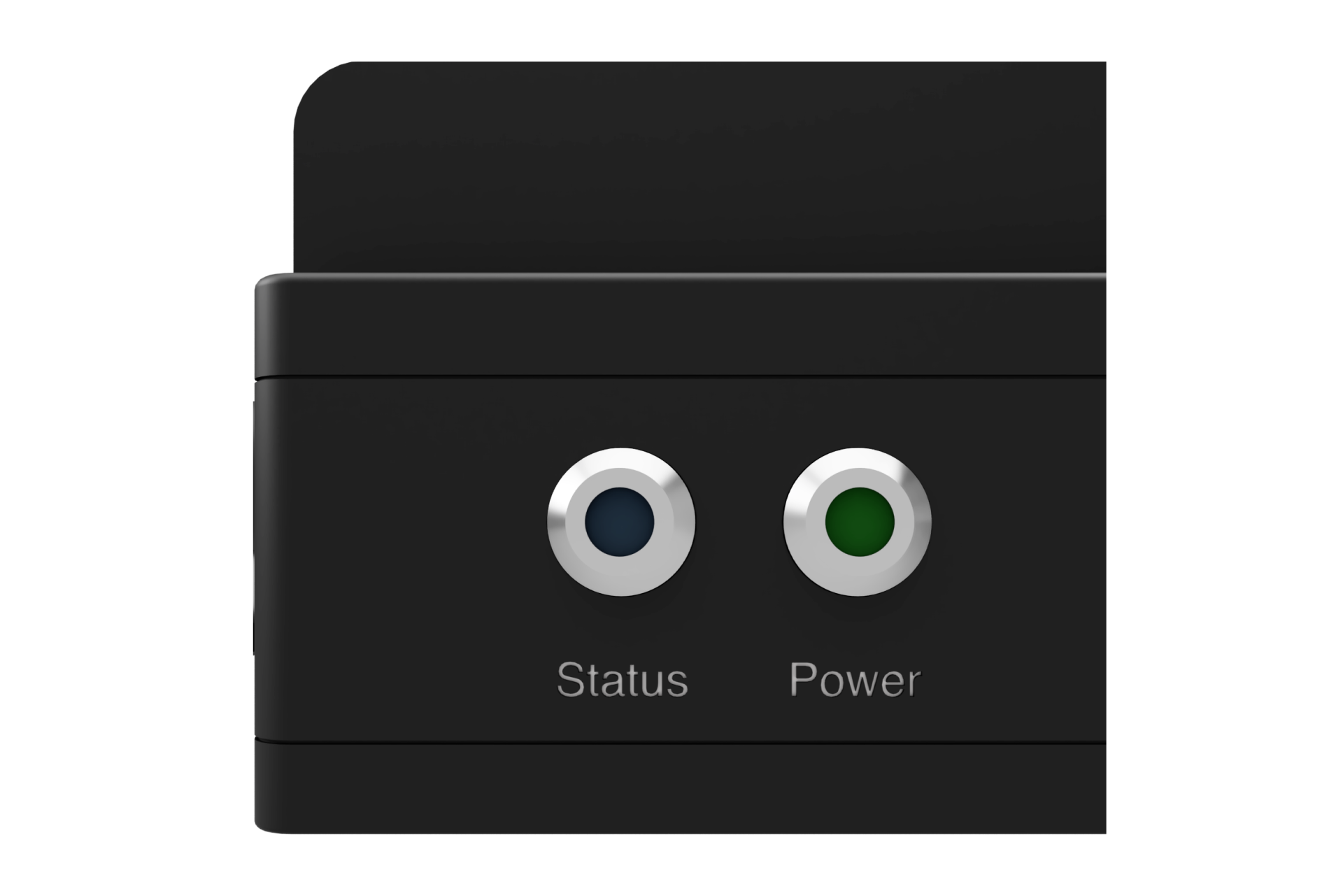 The PWR and STATUS LEDs on the South face of the MK3 compute unit