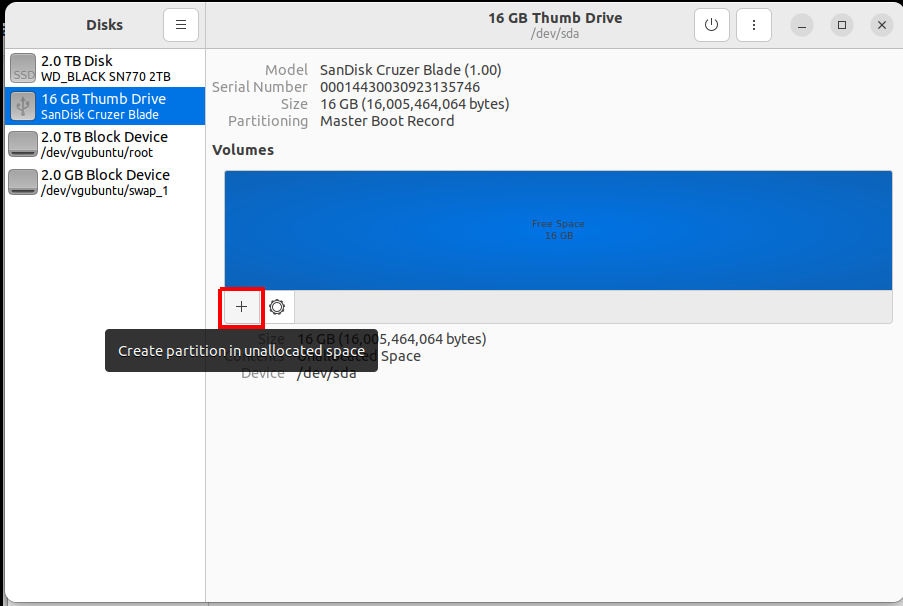 Create partition.