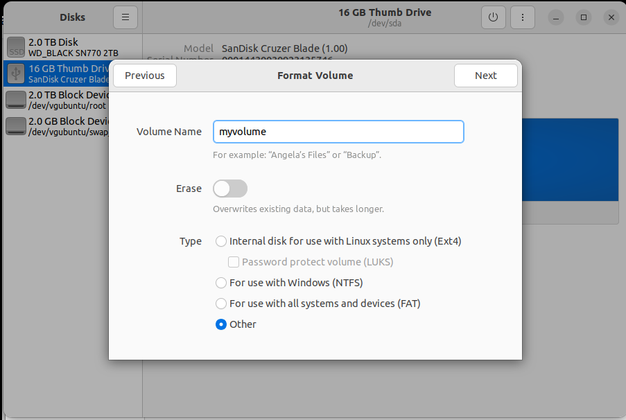 Format partition.