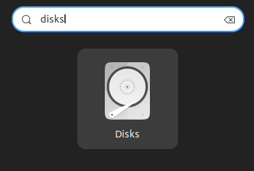 Opening Gnome Disk Utility Tool.