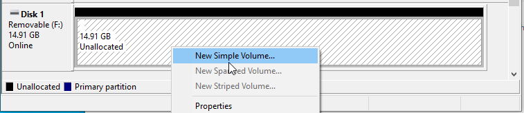 Create new partition (volume).