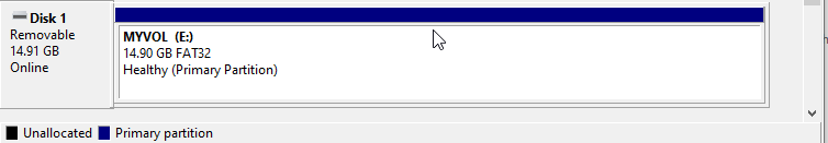 External drive with single partition.