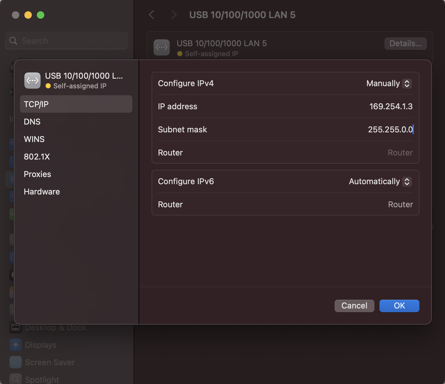 Mac Manual Network IP Settings