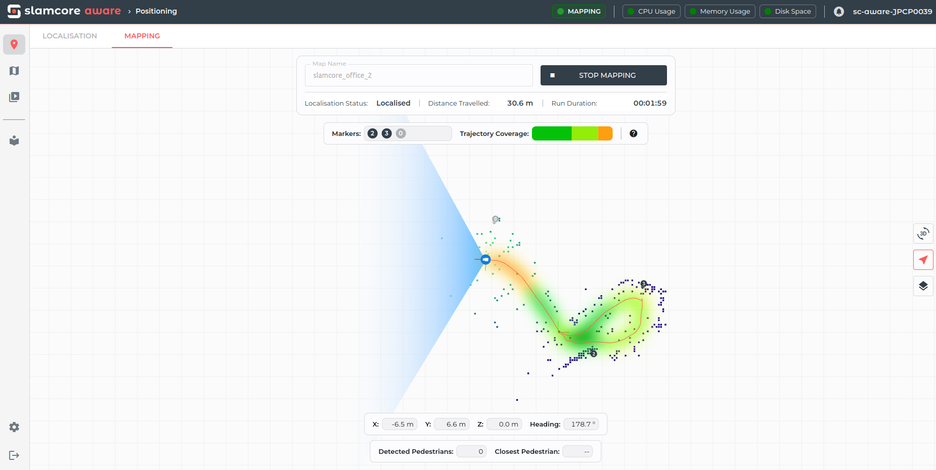 Slamcore Aware Web Interface